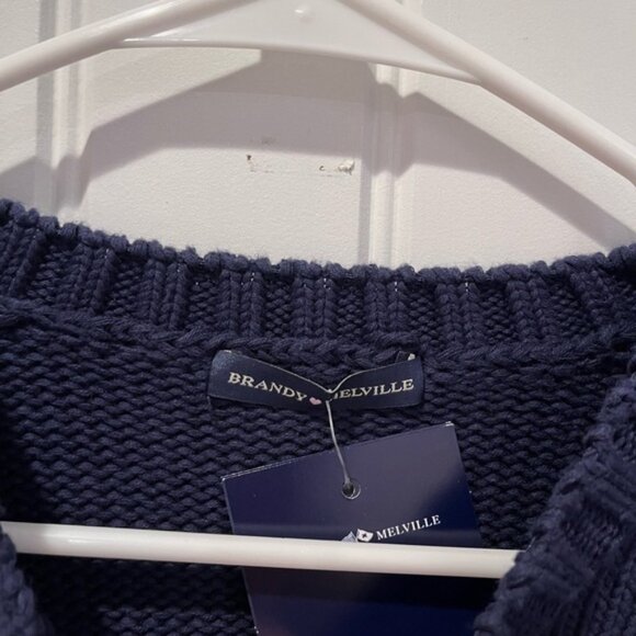 Brandy Melville Navy Blue American Flag Sweater Vintage Winter Fall Comfy - Picture 5 of 9